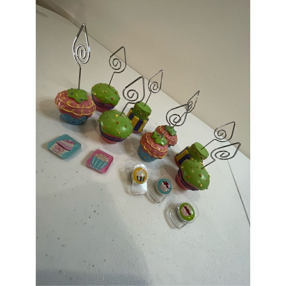 Cupcake cake magnets clips and note holders set of 13